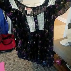 Navy blue floral blouse